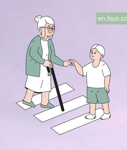 Boy and grandmother. Jesus Christ is Love