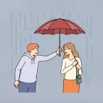 Man, girl, rain. Jesus Christ is Love